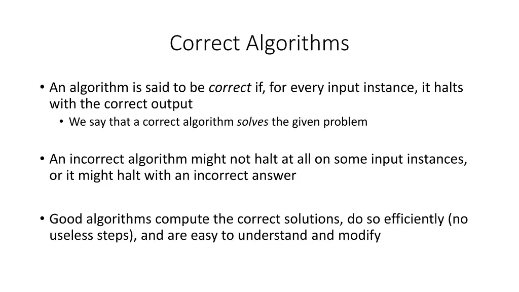 correct algorithms