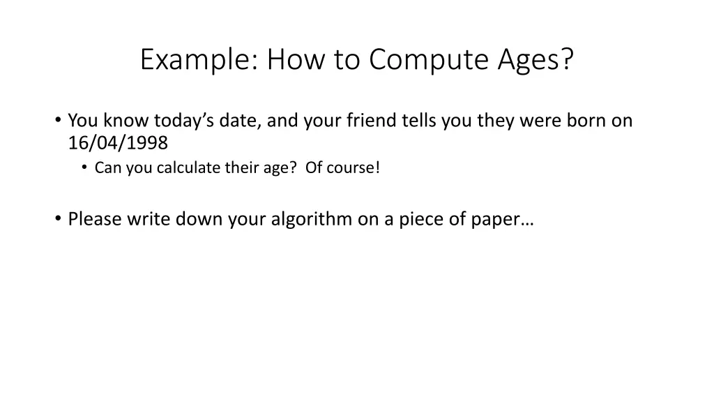 example how to compute ages