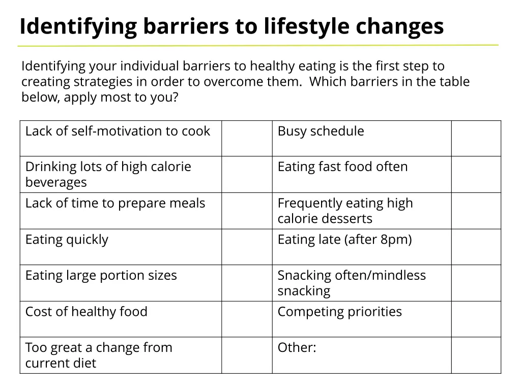 identifying barriers to lifestyle changes