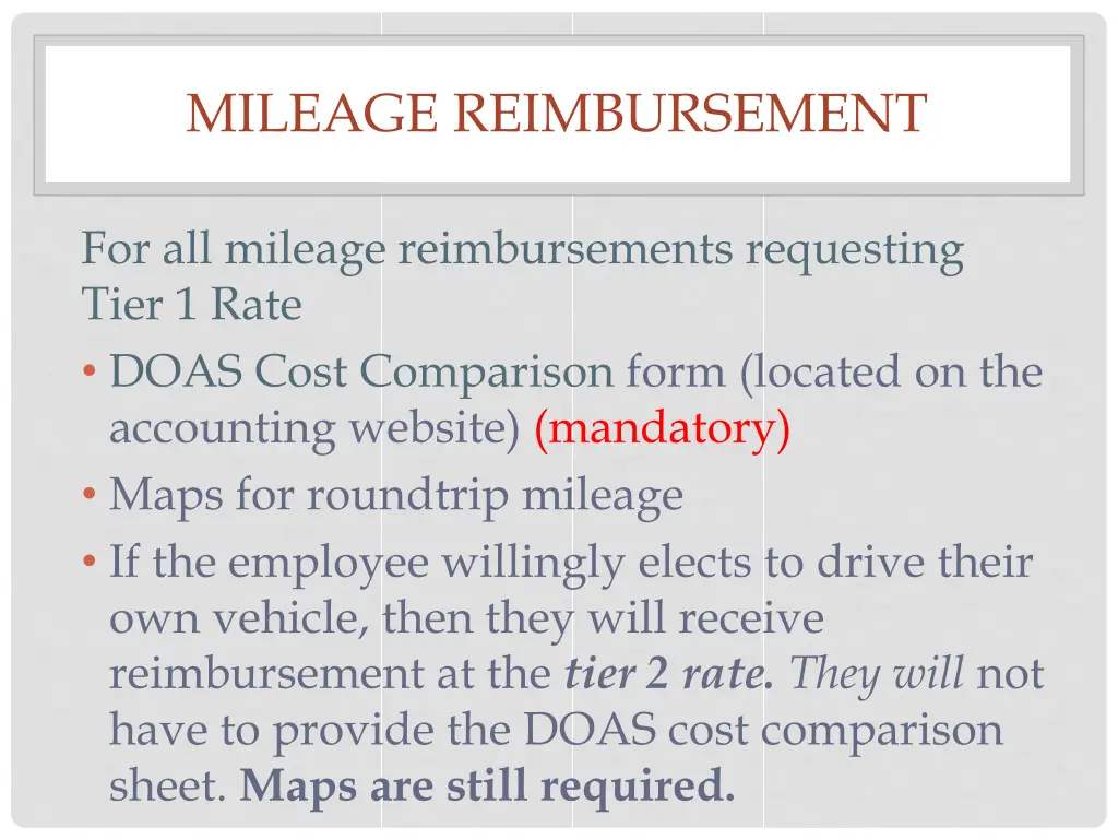 mileage reimbursement