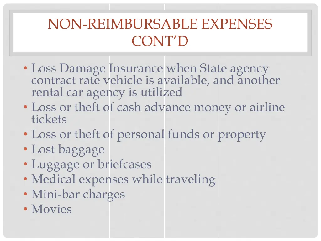 non reimbursable expenses cont d 1