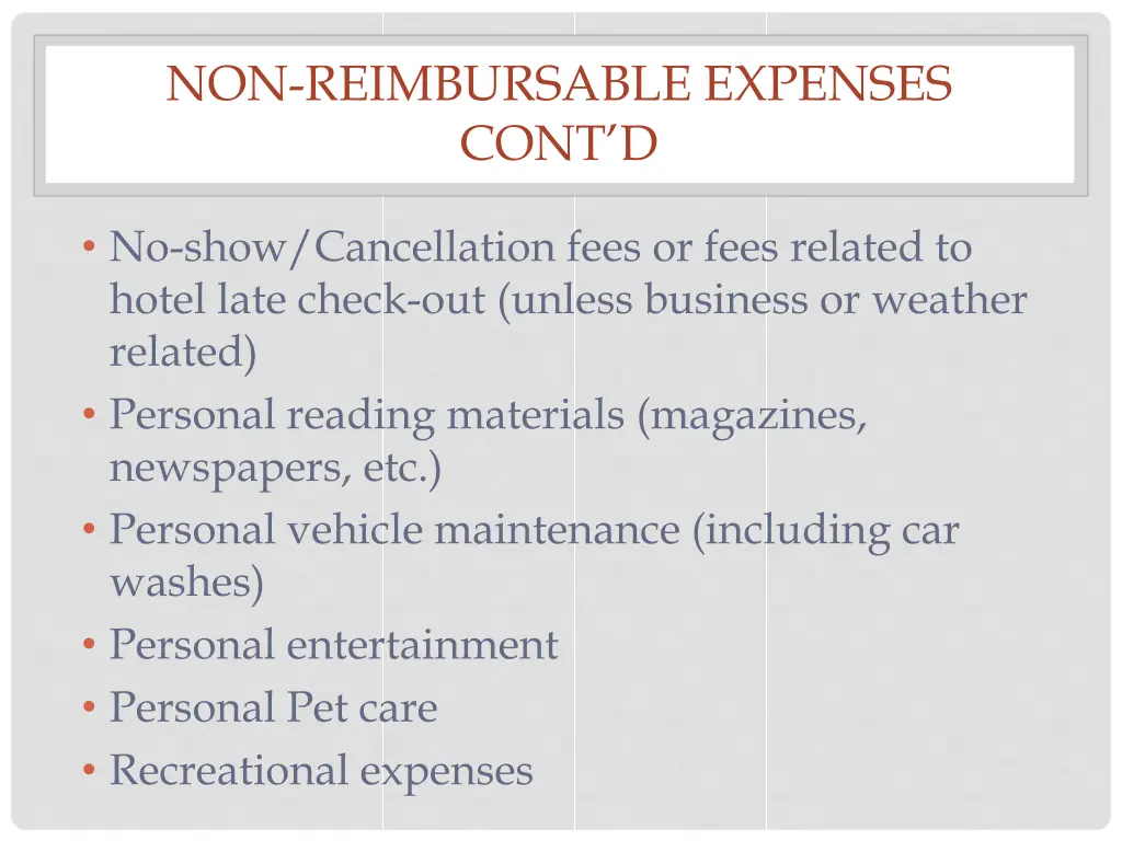 non reimbursable expenses cont d 2