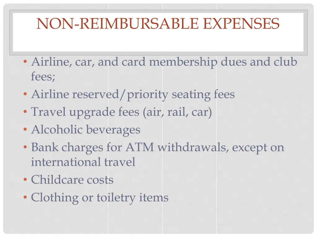 non reimbursable expenses