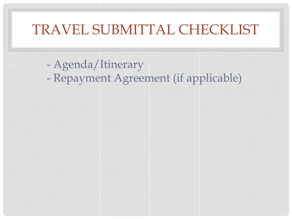 travel submittal checklist 1