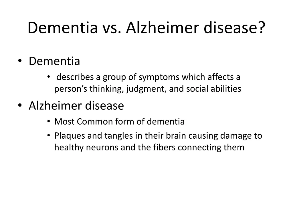 dementia vs alzheimer disease