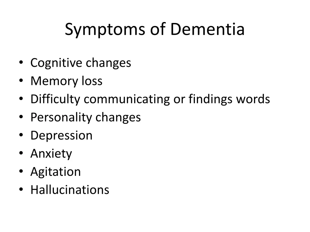 symptoms of dementia