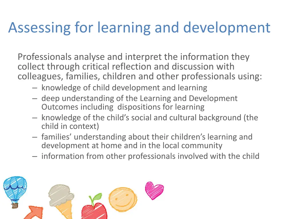 assessing for learning and development