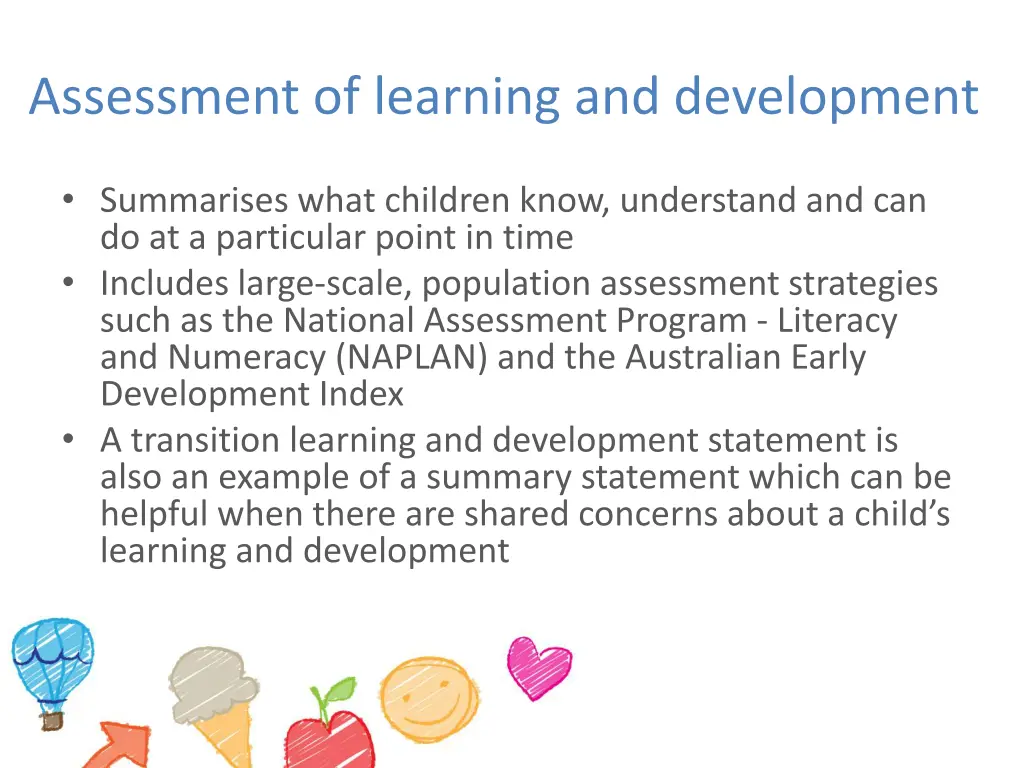 assessment of learning and development