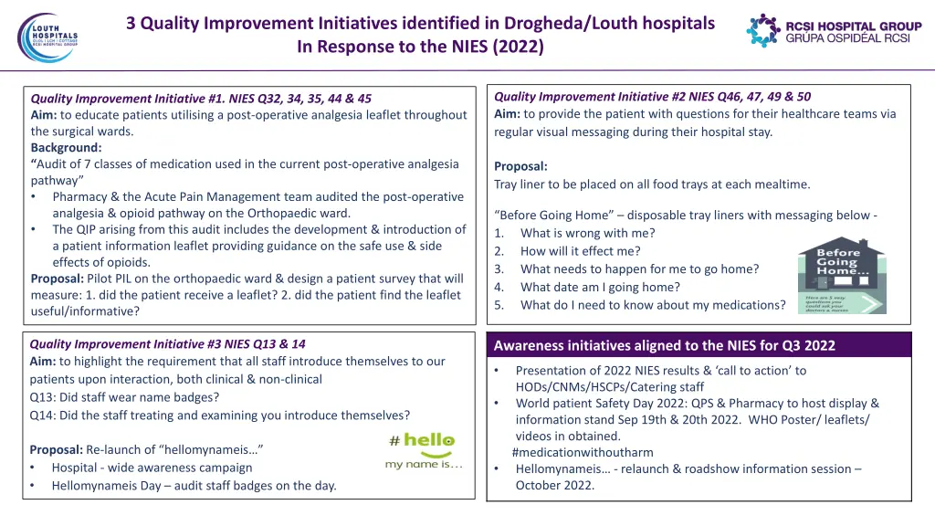 3 quality improvement initiatives identified 1