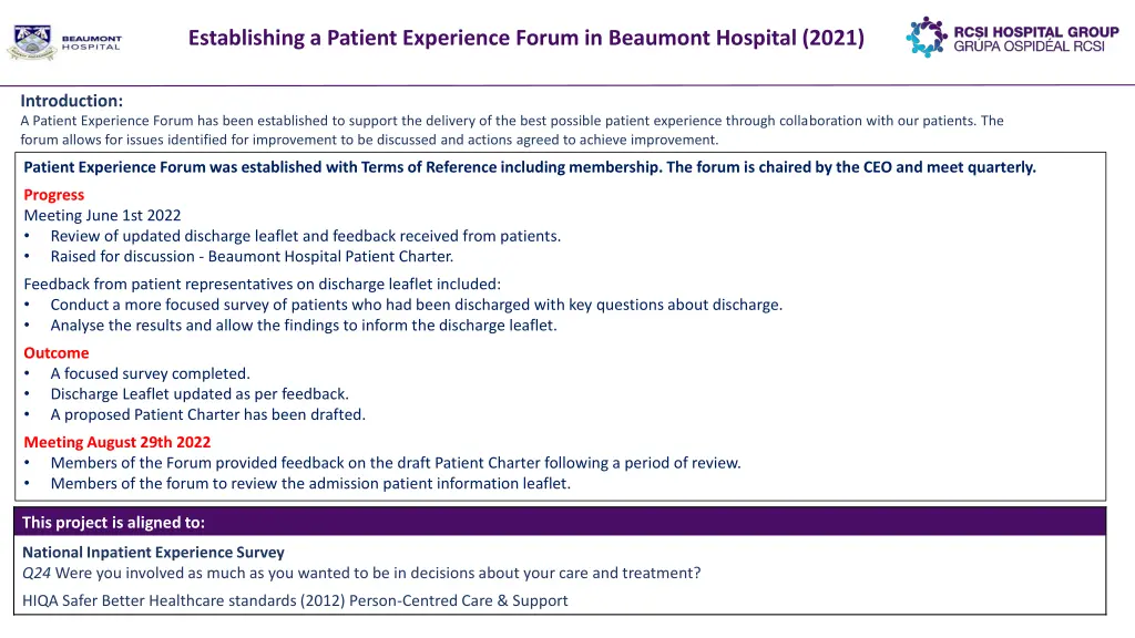 establishing a patient experience forum