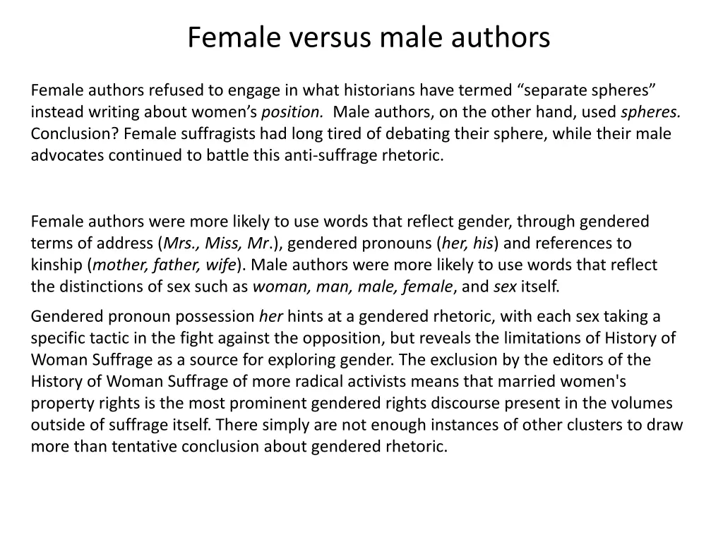 female versus male authors