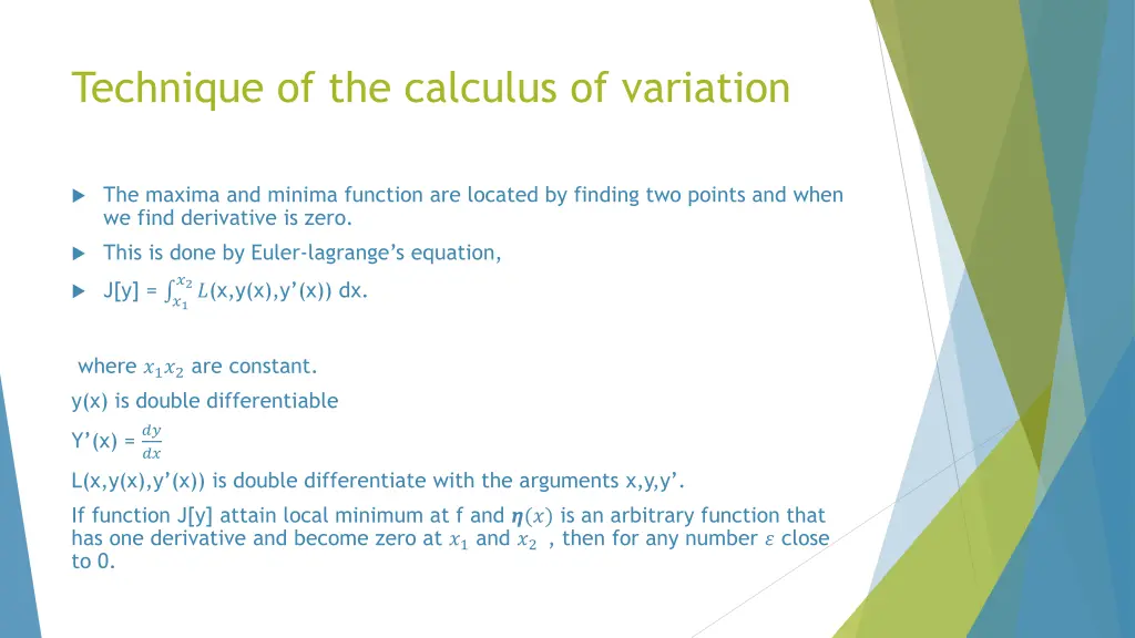 technique of the calculus of variation