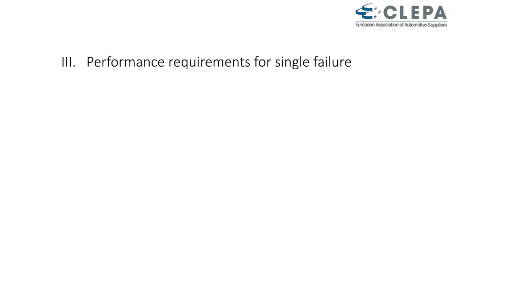 iii performance requirements for single failure