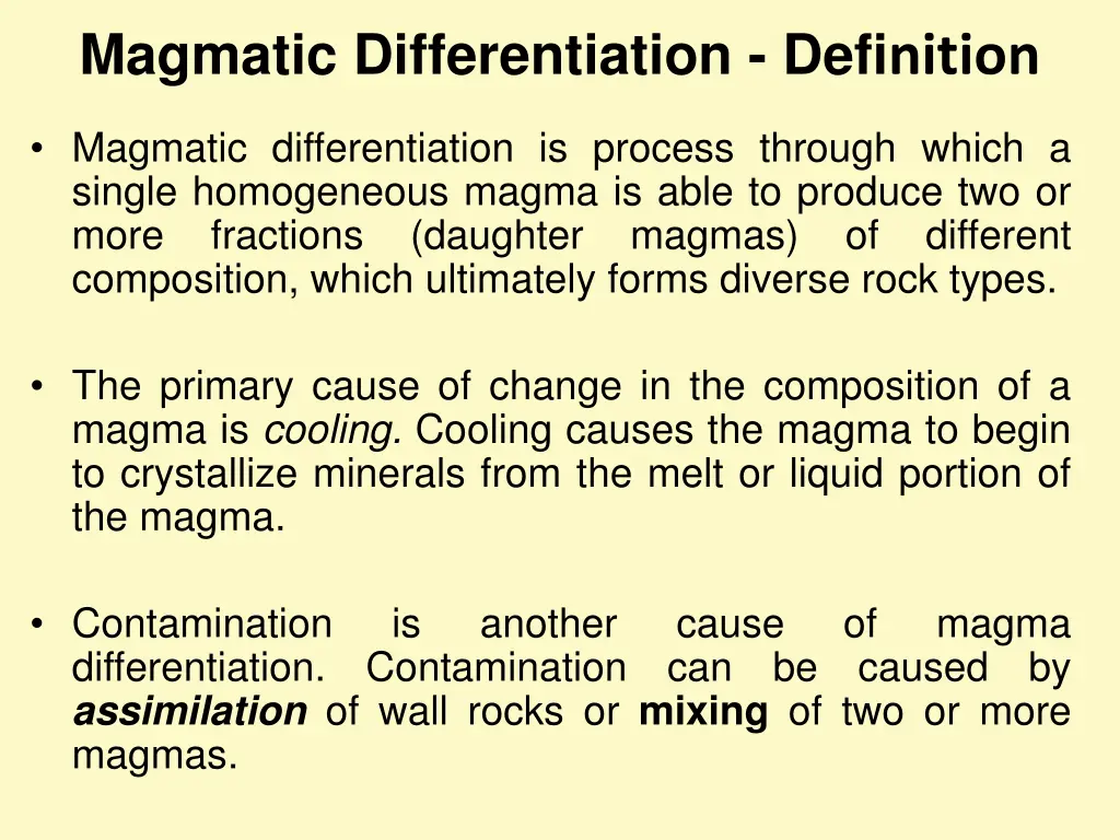 magmatic differentiation defi nition