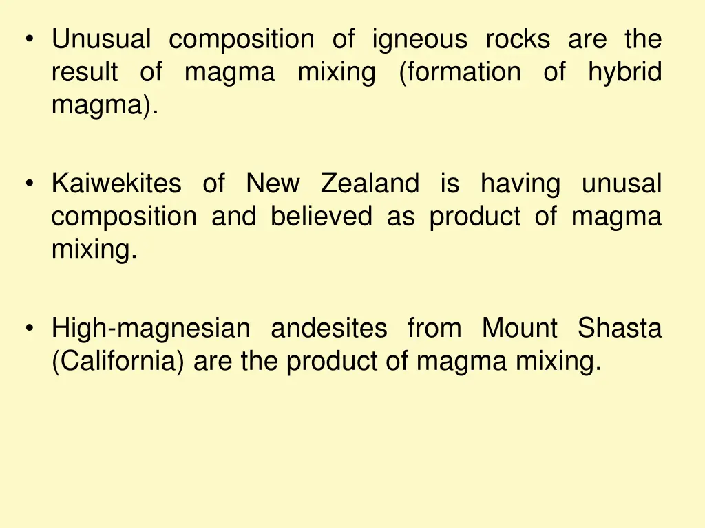 unusual composition of igneous rocks