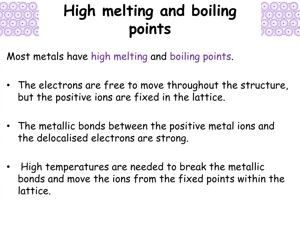 high melting and boiling points