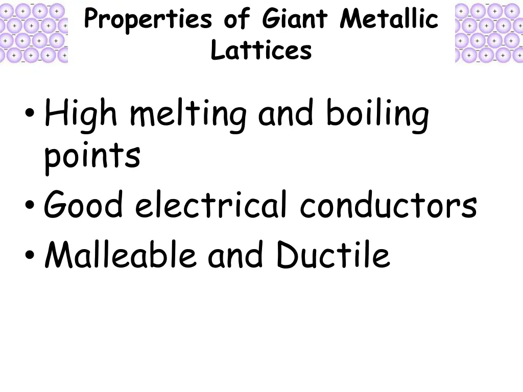 properties of giant metallic lattices