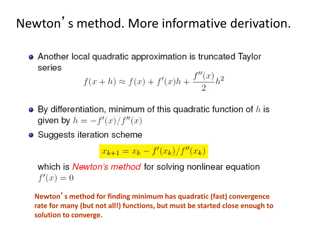 newton s method more informative derivation