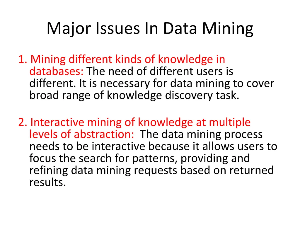 major issues in data mining