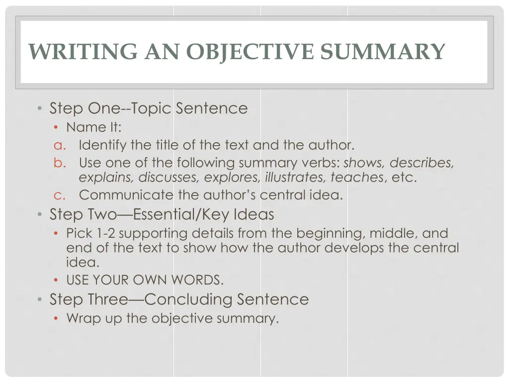 writing an objective summary