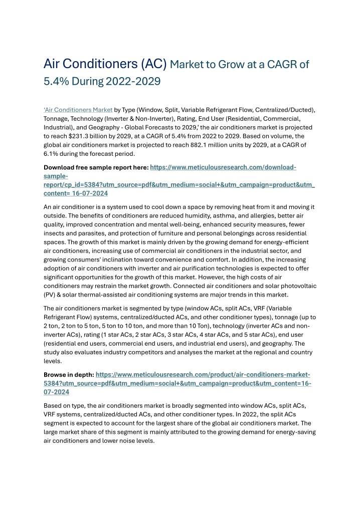 air conditioners ac market to grow at a cagr