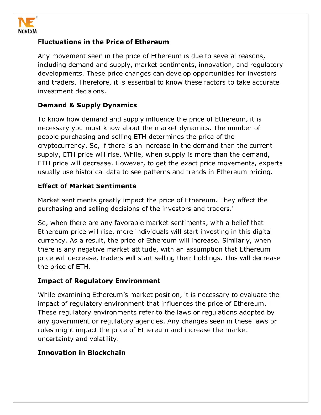 fluctuations in the price of ethereum