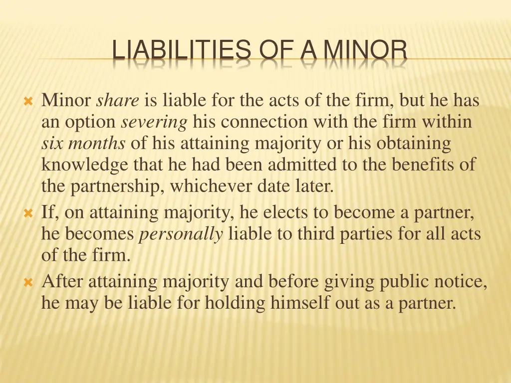 liabilities of a minor