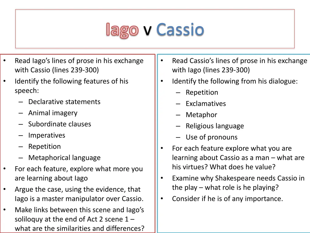 iago v cassio