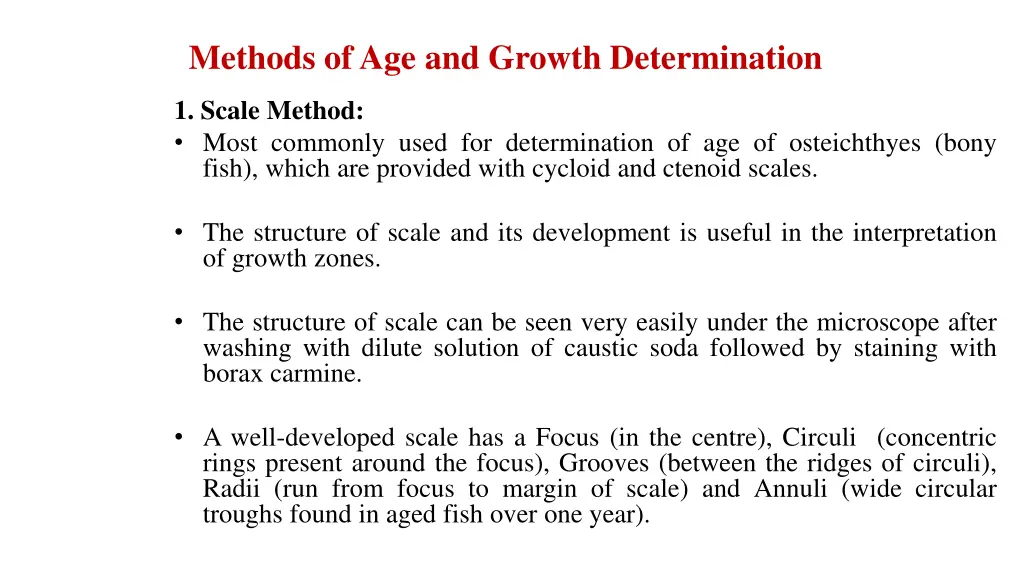 methods of age and growth determination