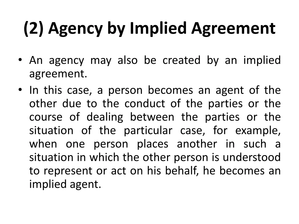 2 agency by implied agreement