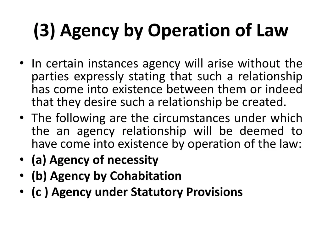 3 agency by operation of law