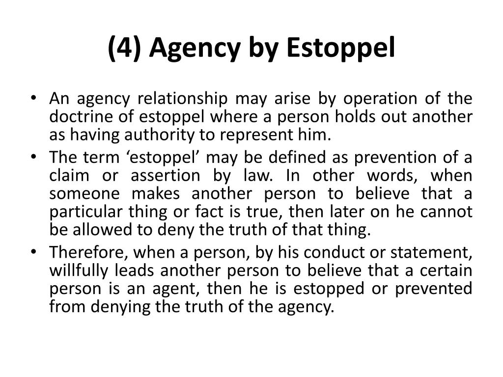 4 agency by estoppel