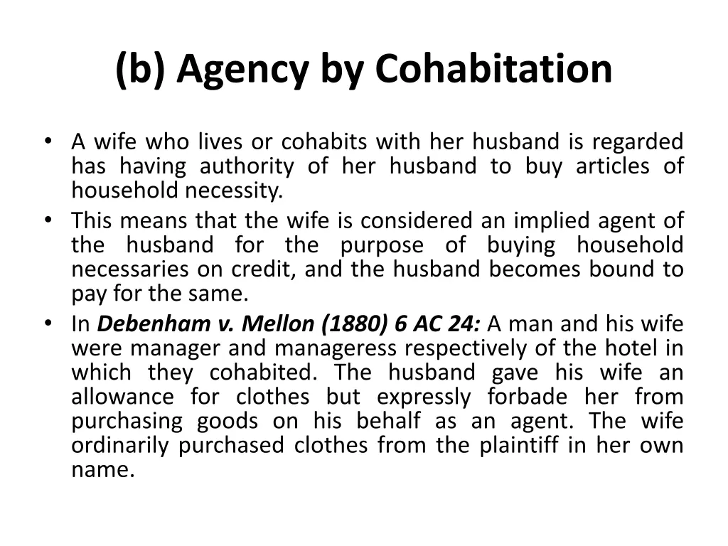 b agency by cohabitation