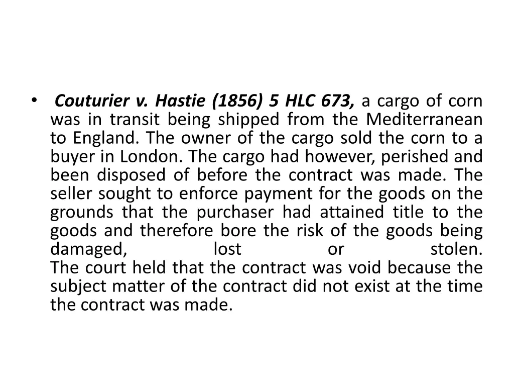 couturier v hastie 1856 5 hlc 673 a cargo of corn