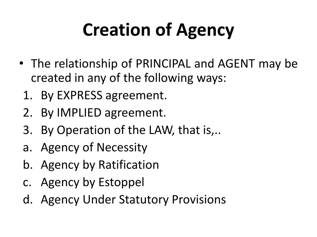 creation of agency