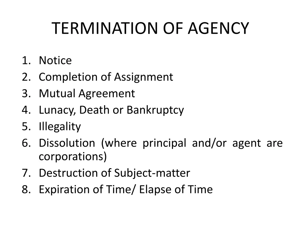 termination of agency