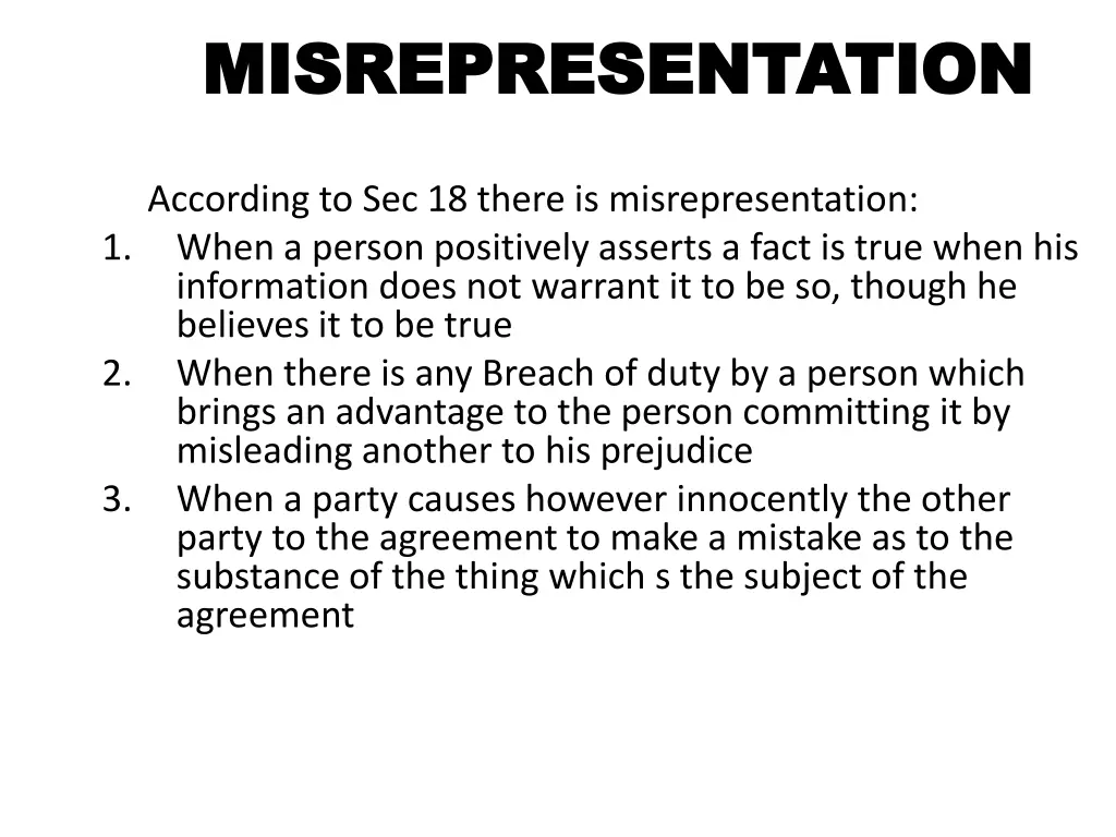 misrepresentation misrepresentation