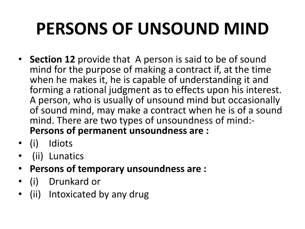 persons of unsound mind