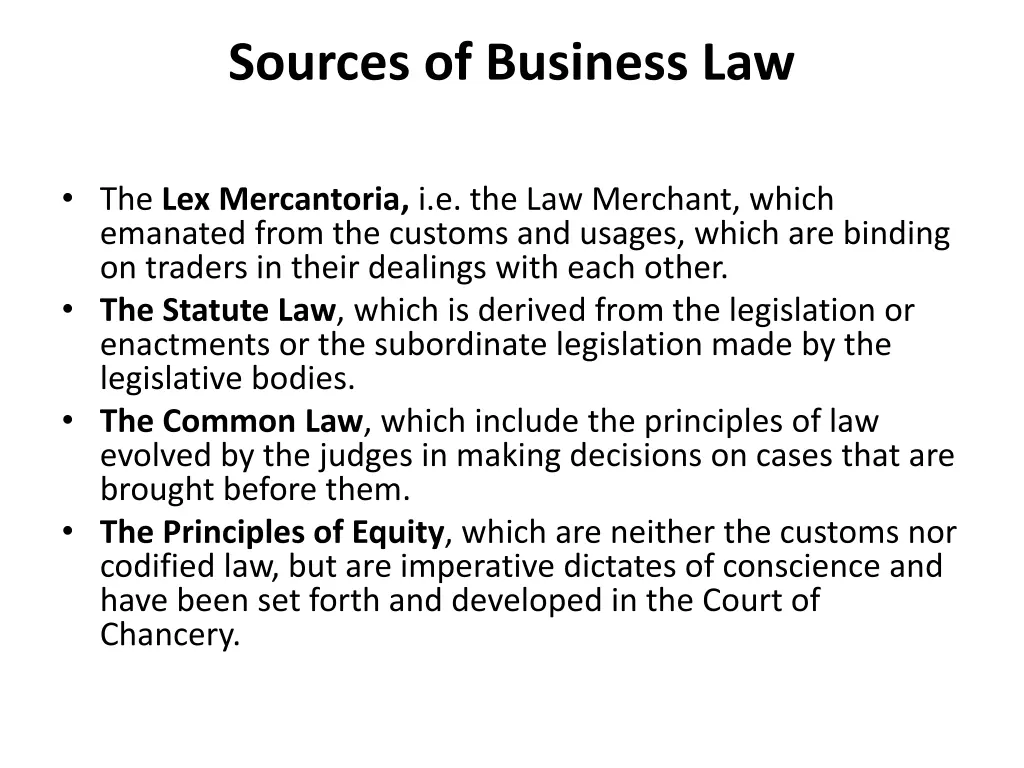 sources of business law