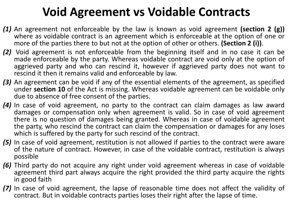 void agreement vs voidable contracts