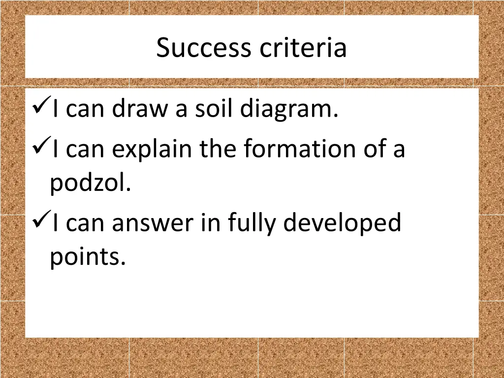 success criteria