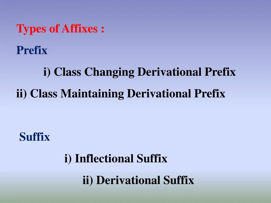 types of affixes