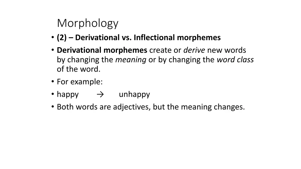 morphology 2 derivational vs inflectional