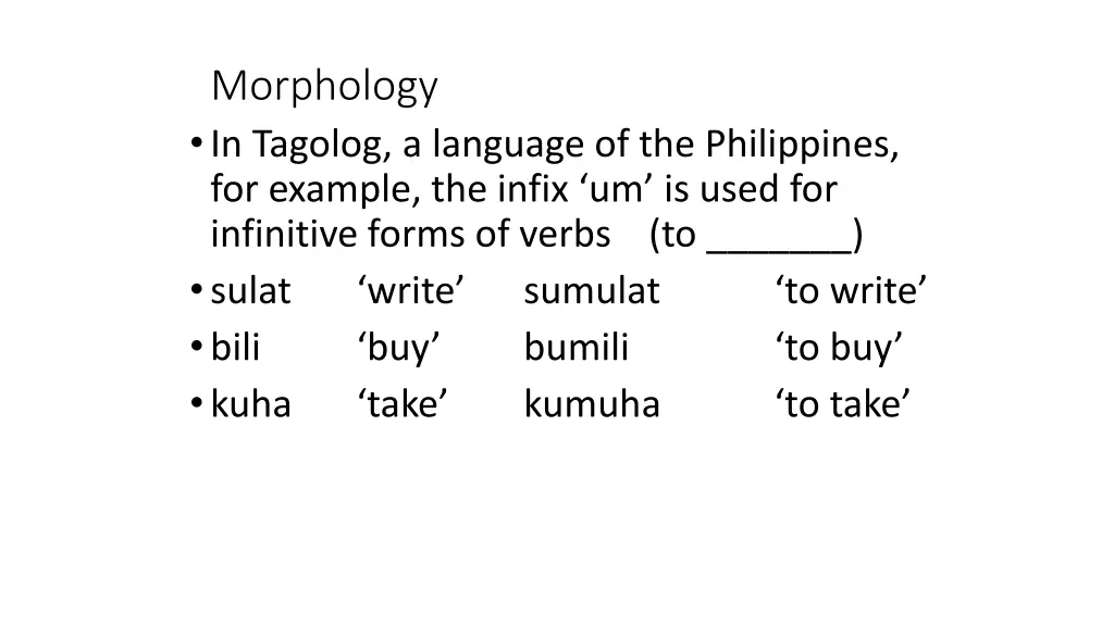 morphology in tagolog a language