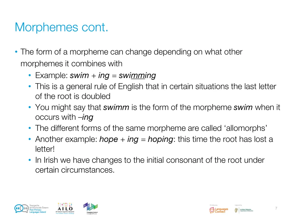 morphemes cont