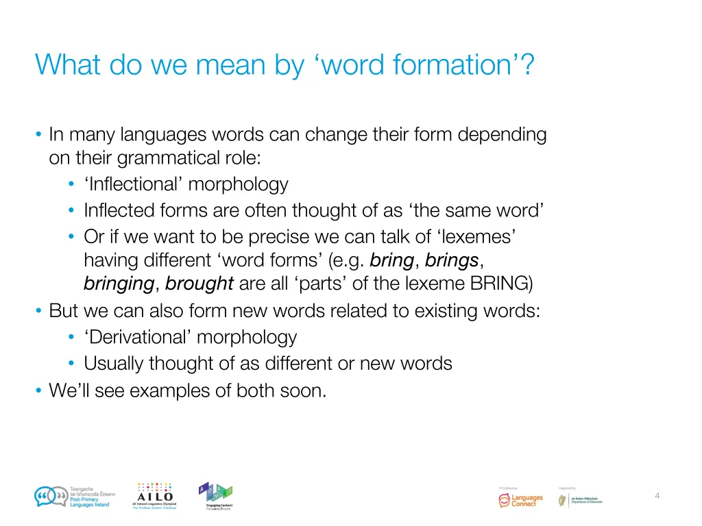 what do we mean by word formation