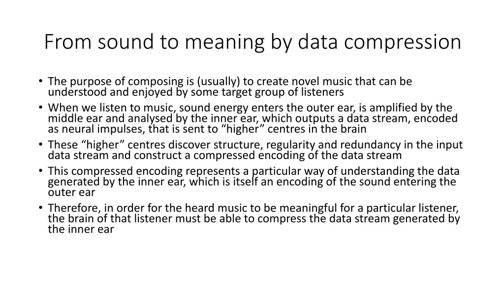 from sound to meaning by data compression