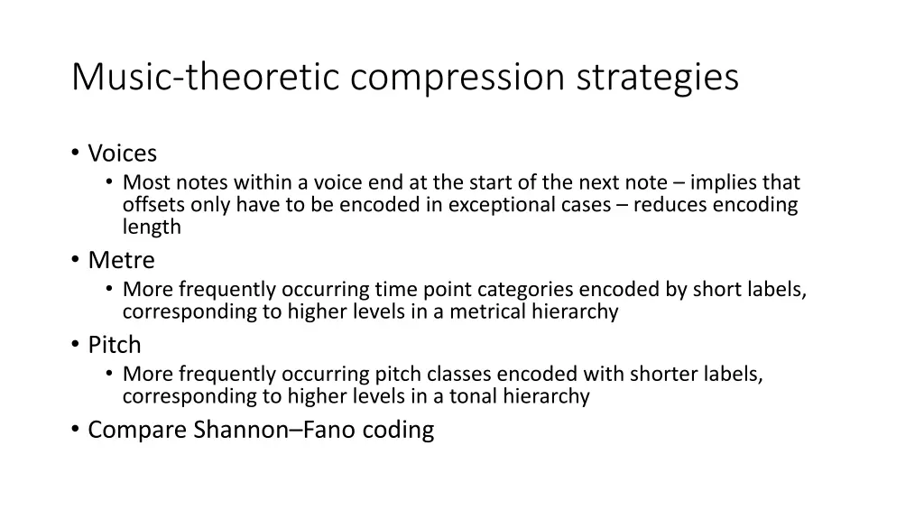 music theoretic compression strategies