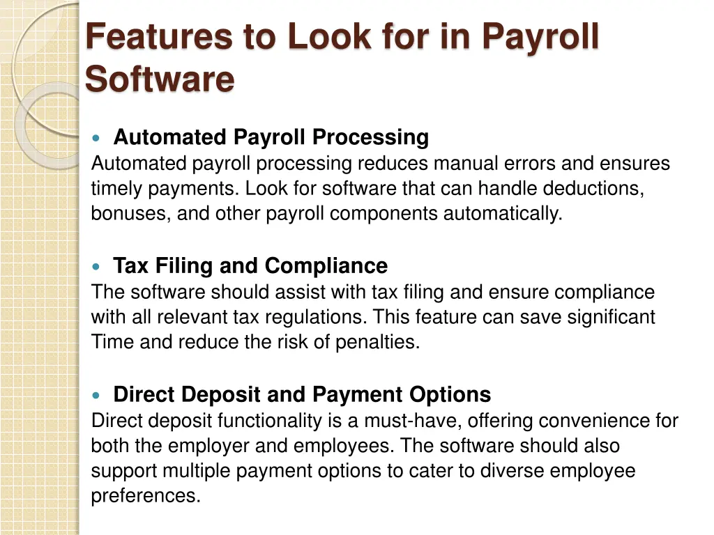 features to look for in payroll software