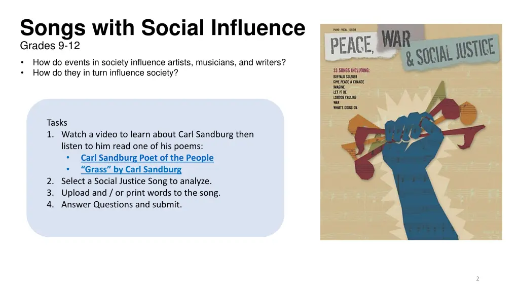 songs with social influence grades 9 12